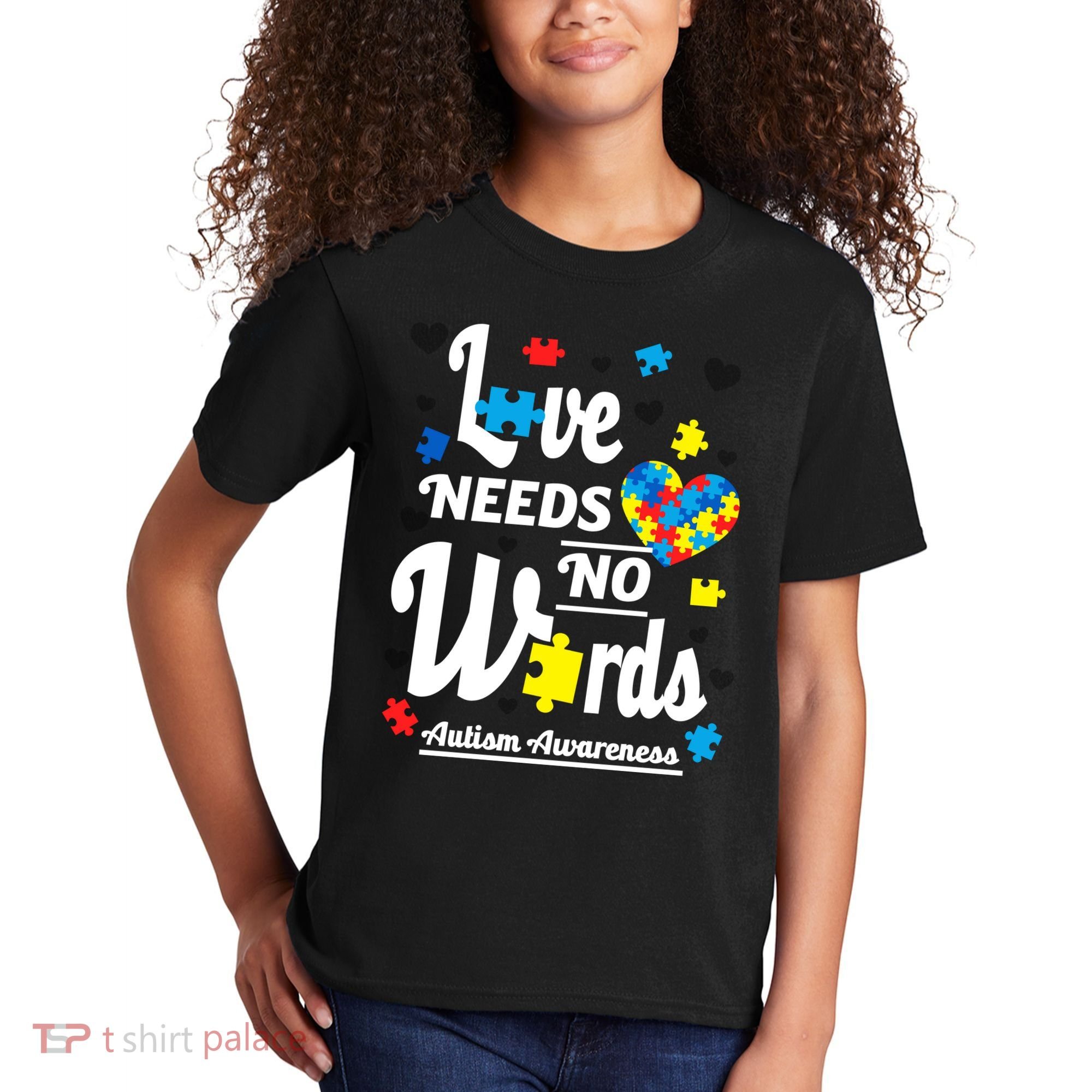 Autism Love Needs No Words Kids T-Shirt
