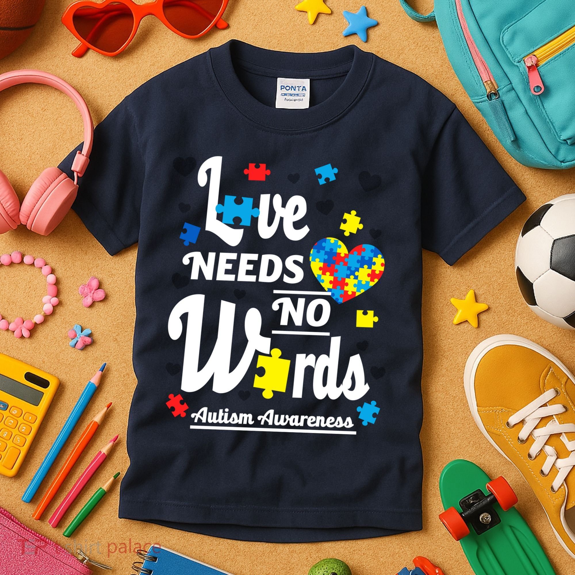 Autism Love Needs No Words Kids T-Shirt