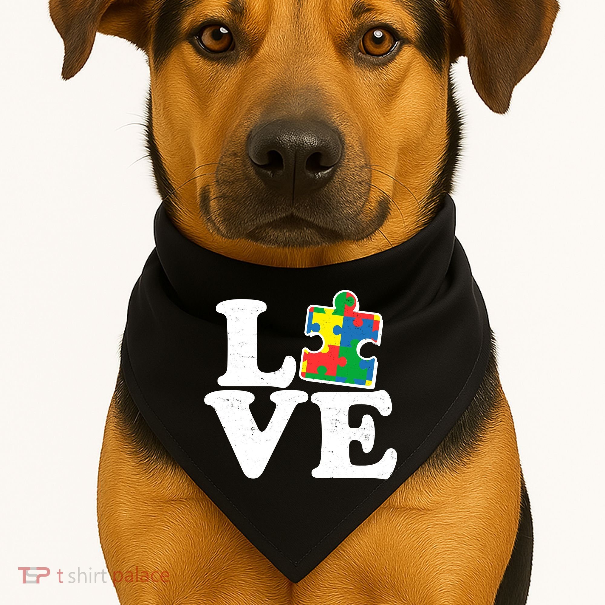 Autism Love Puzzle Piece USA-Made Doggie Bandana