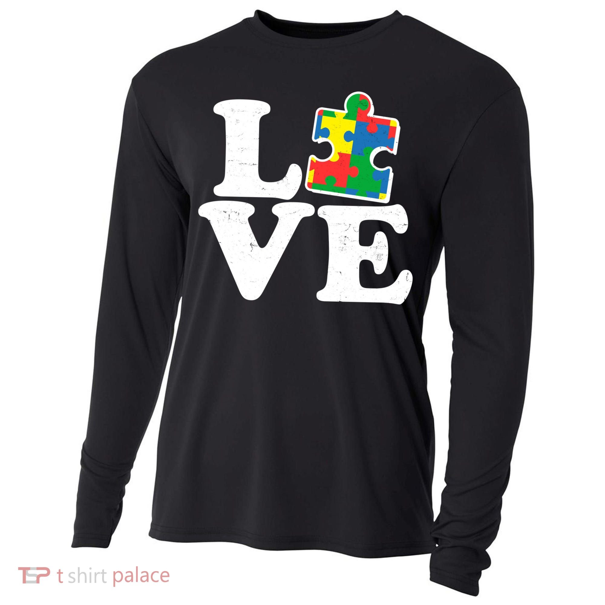 Autism Love Puzzle Piece Cooling Performance Long Sleeve Crew