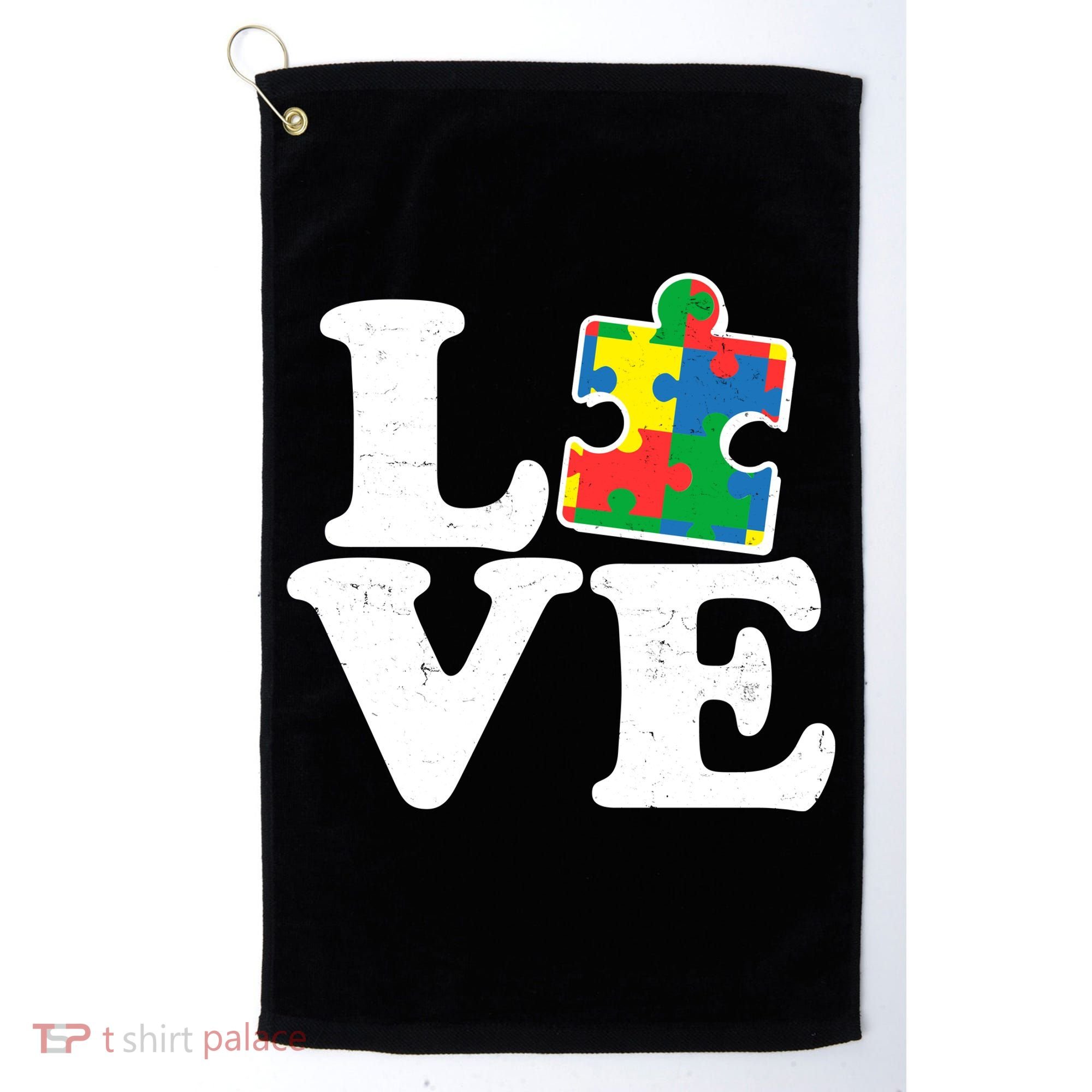 Autism Love Puzzle Piece Golf Towel