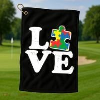 Autism Love Puzzle Piece Golf Towel thumb 1