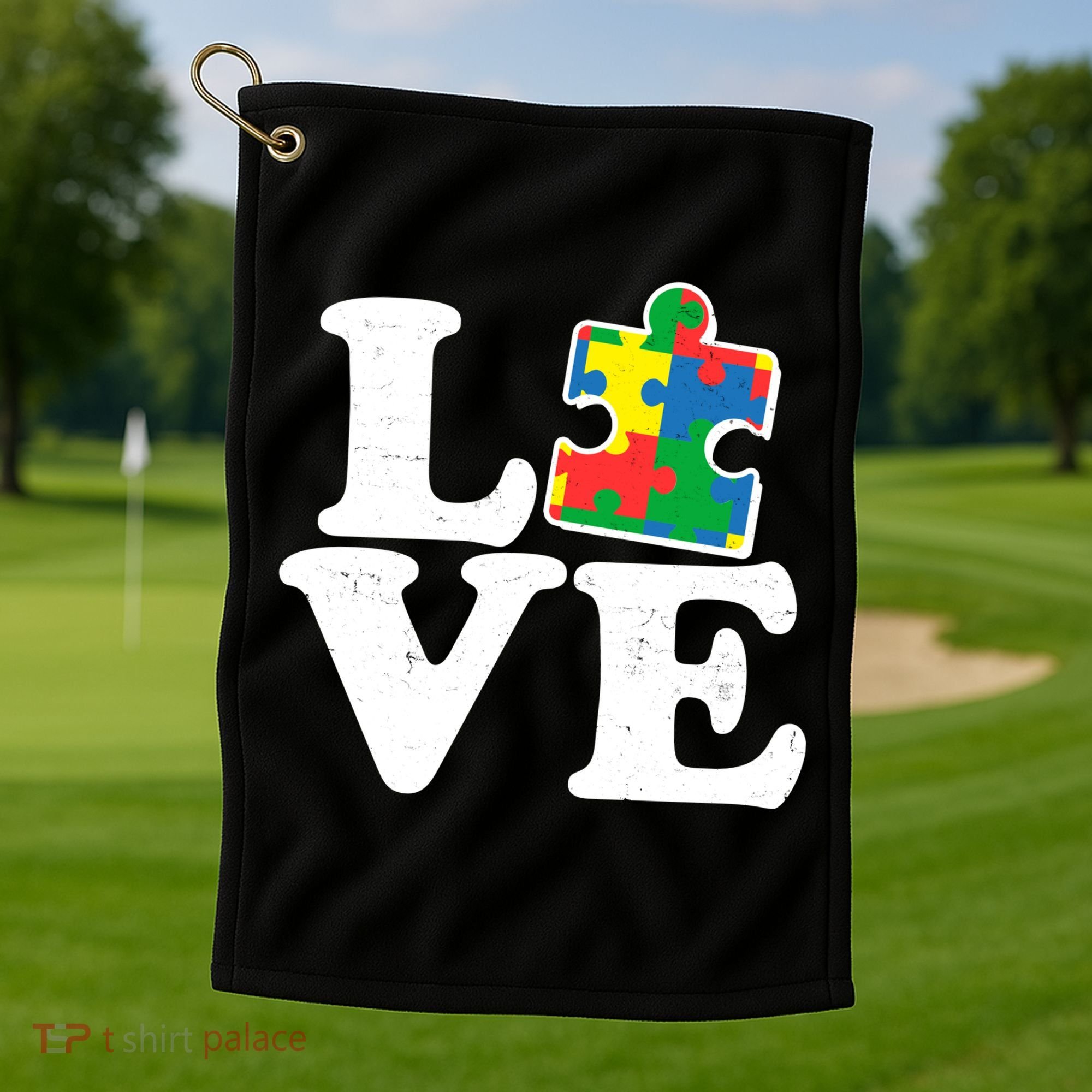 Autism Love Puzzle Piece Golf Towel