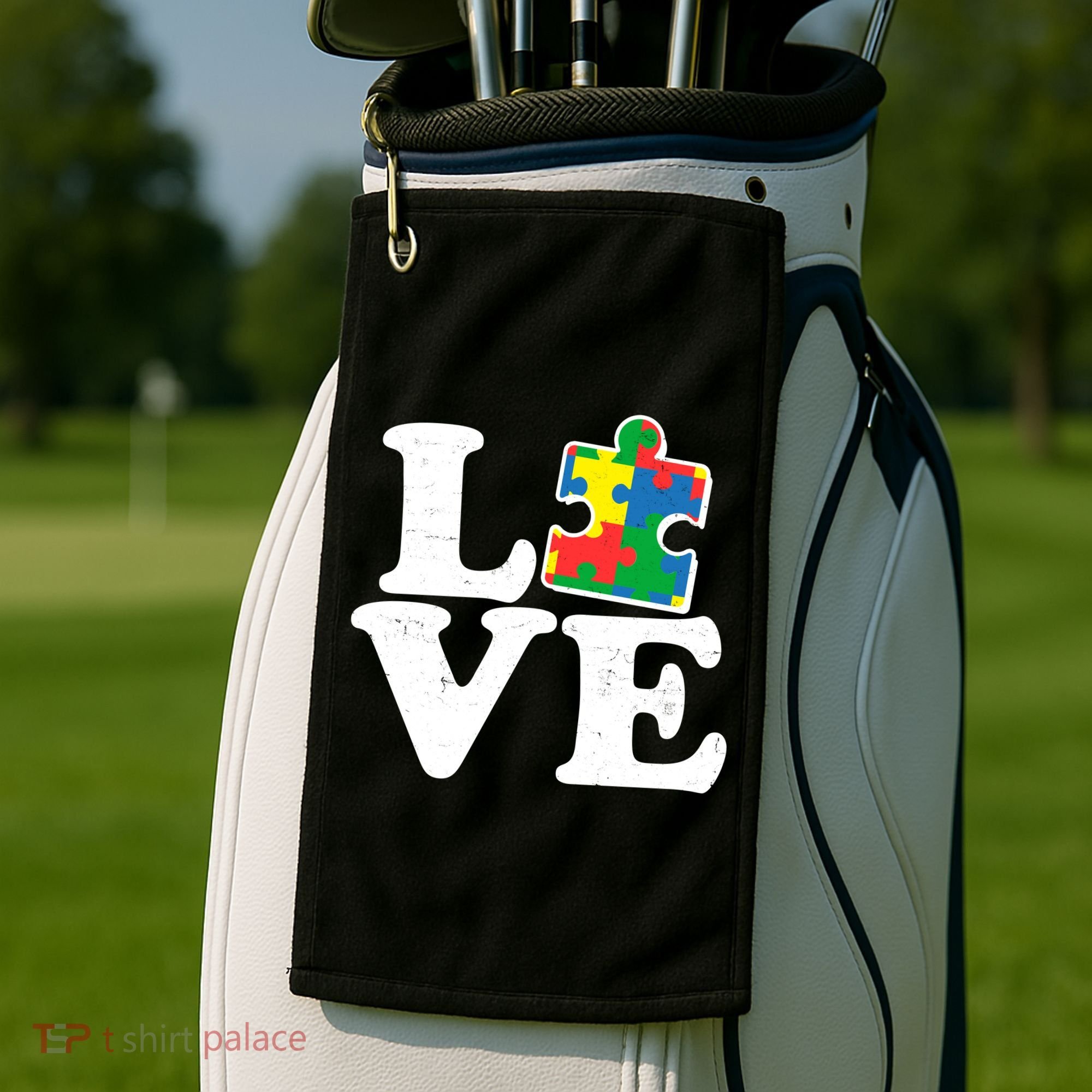 Autism Love Puzzle Piece Golf Towel