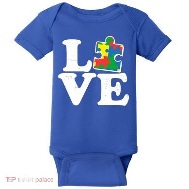 Autism Love Puzzle Piece Baby Bodysuit