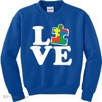 Autism Love Puzzle Piece Kids Sweatshirt thumb 0
