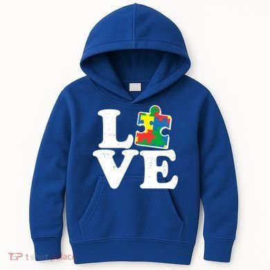 Autism Love Puzzle Piece Kids Hoodie