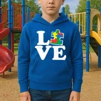 Autism Love Puzzle Piece Kids Hoodie thumb 2