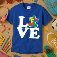 Autism Love Puzzle Piece Kids T-Shirt thumb 3