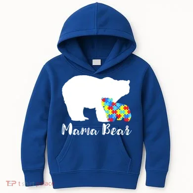Autism Mama Bear Kids Hoodie