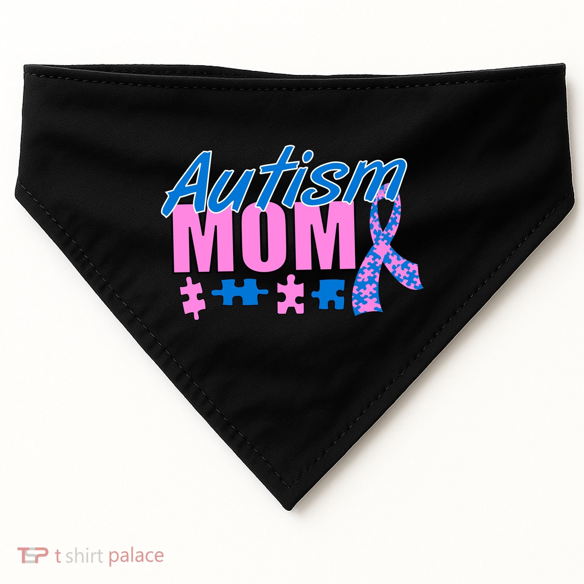 Autism Mom Awareness Ribbon USA-Made Doggie Bandana
