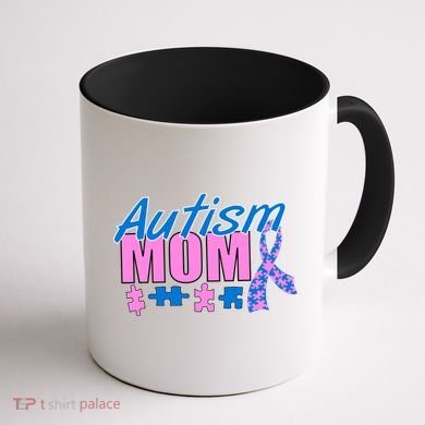 Autism Mom Awareness Ribbon Coffee Mug back