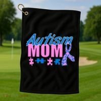 Autism Mom Awareness Ribbon Golf Towel thumb 1