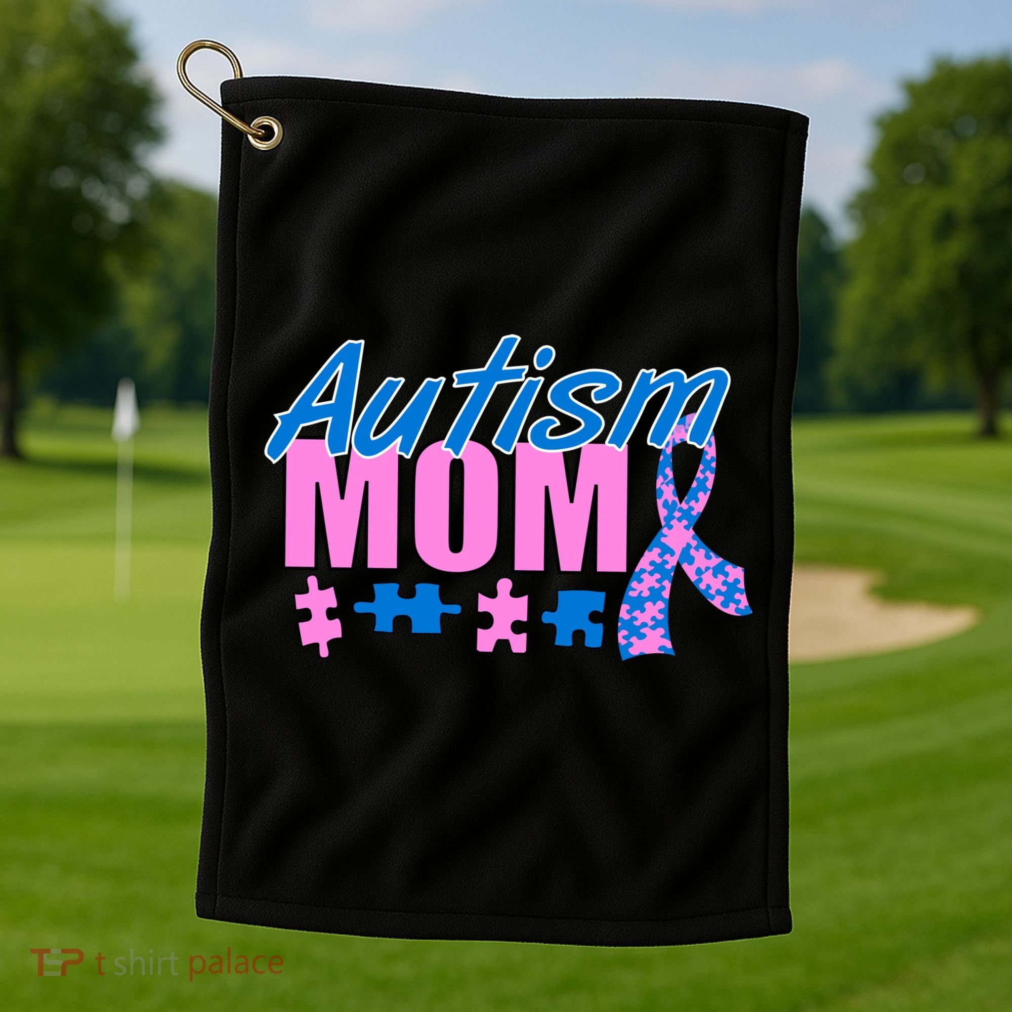 Autism Mom Awareness Ribbon Golf Towel