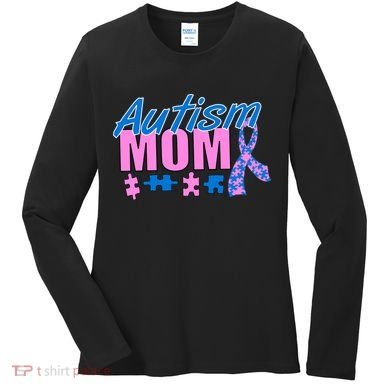 Autism Mom Awareness Ribbon Women's Long Sleeve Shirt