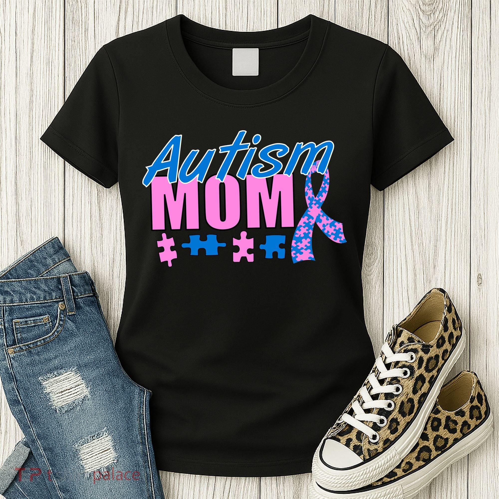 Autism Mom Awareness Ribbon Women's T-Shirt