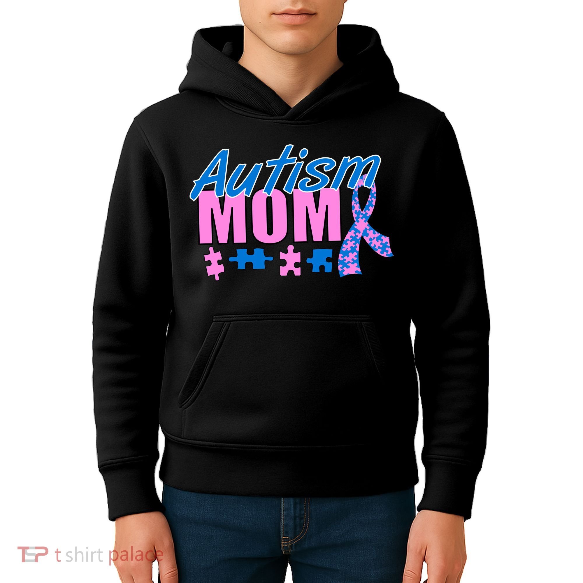 Autism Mom Awareness Ribbon Kids Hoodie