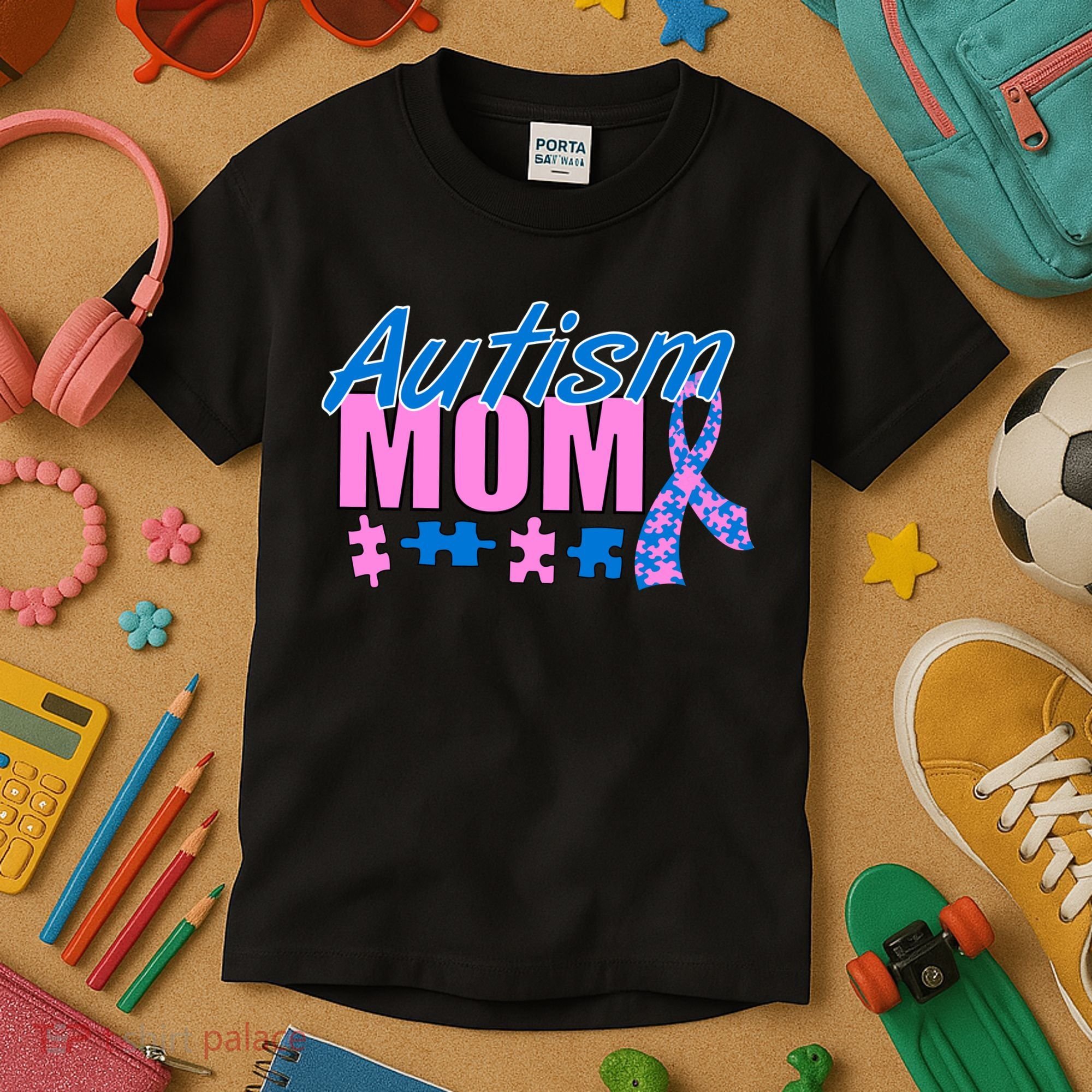 Autism Mom Awareness Ribbon Kids T-Shirt