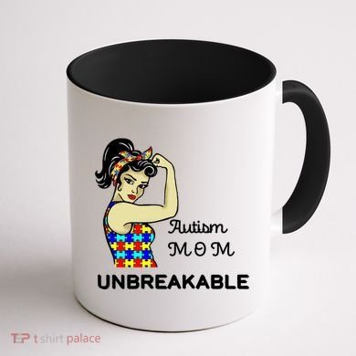 Autism Mom Unbreakable Puzzle Pieces Coffee Mug back