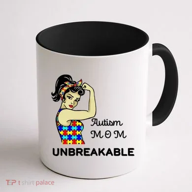 Autism Mom Unbreakable Puzzle Pieces Coffee Mug back