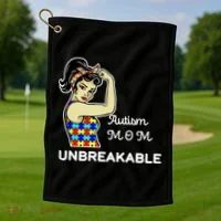 Autism Mom Unbreakable Puzzle Pieces Golf Towel thumb 1