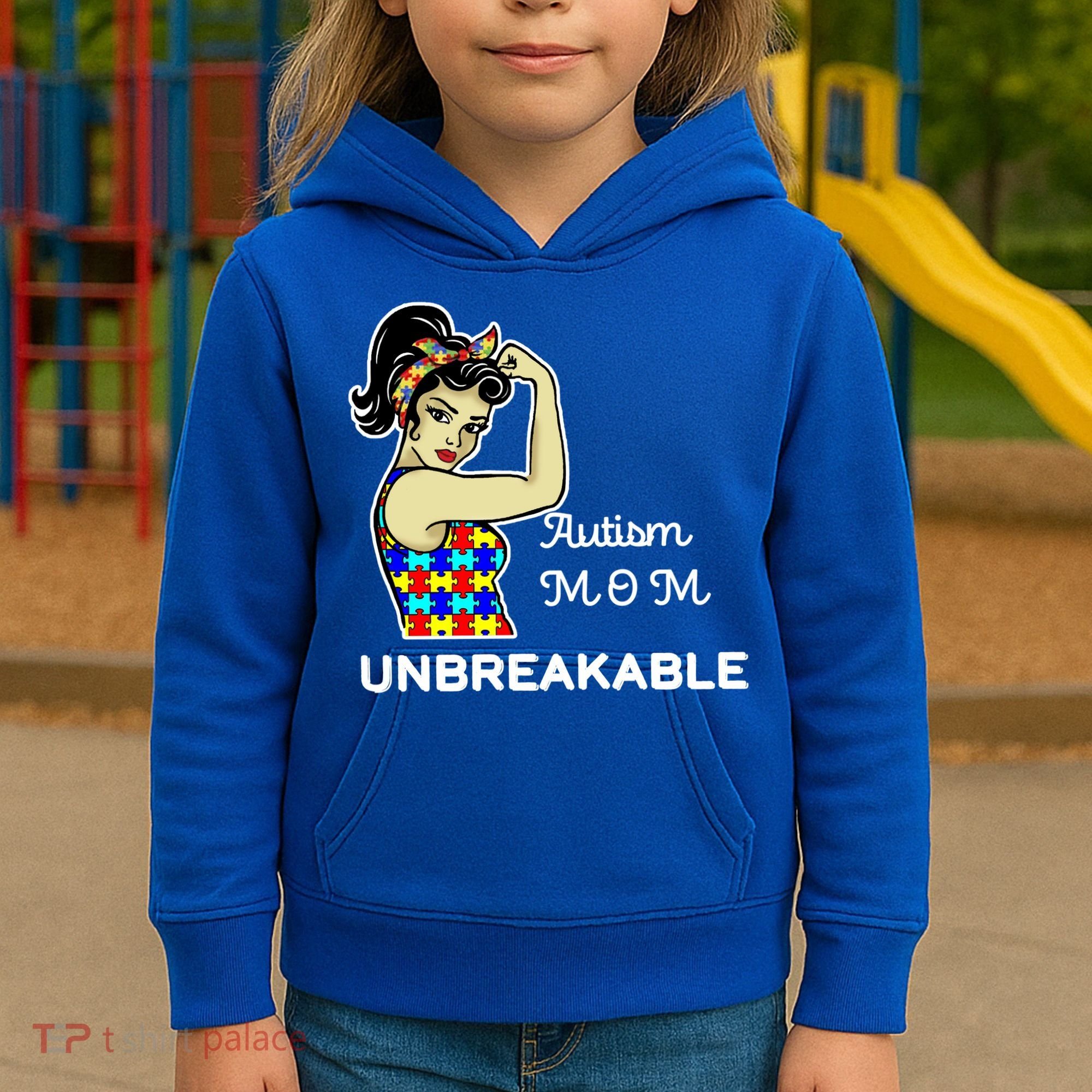 Autism Mom Unbreakable Puzzle Pieces Kids Hoodie