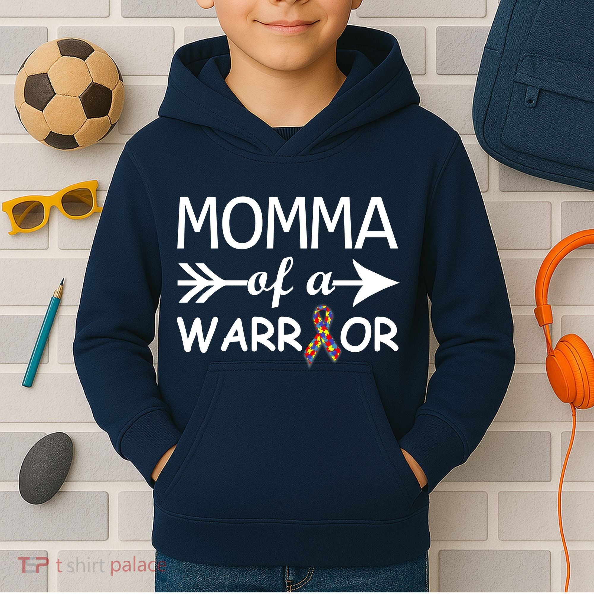 Autism Momma of a Warrior Kids Hoodie