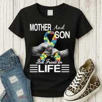 Autism Mother And Son Best Friends For Life Women's T-Shirt thumb 3