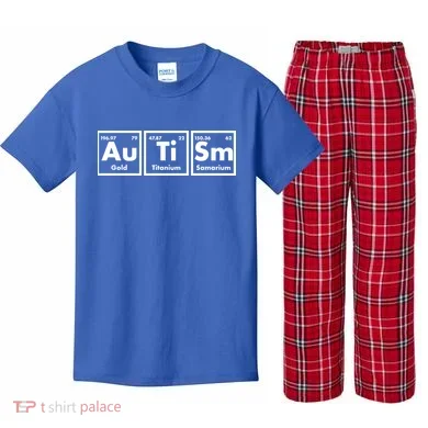 Autism Periodic Table Elements Kids Plaid Pajama Set