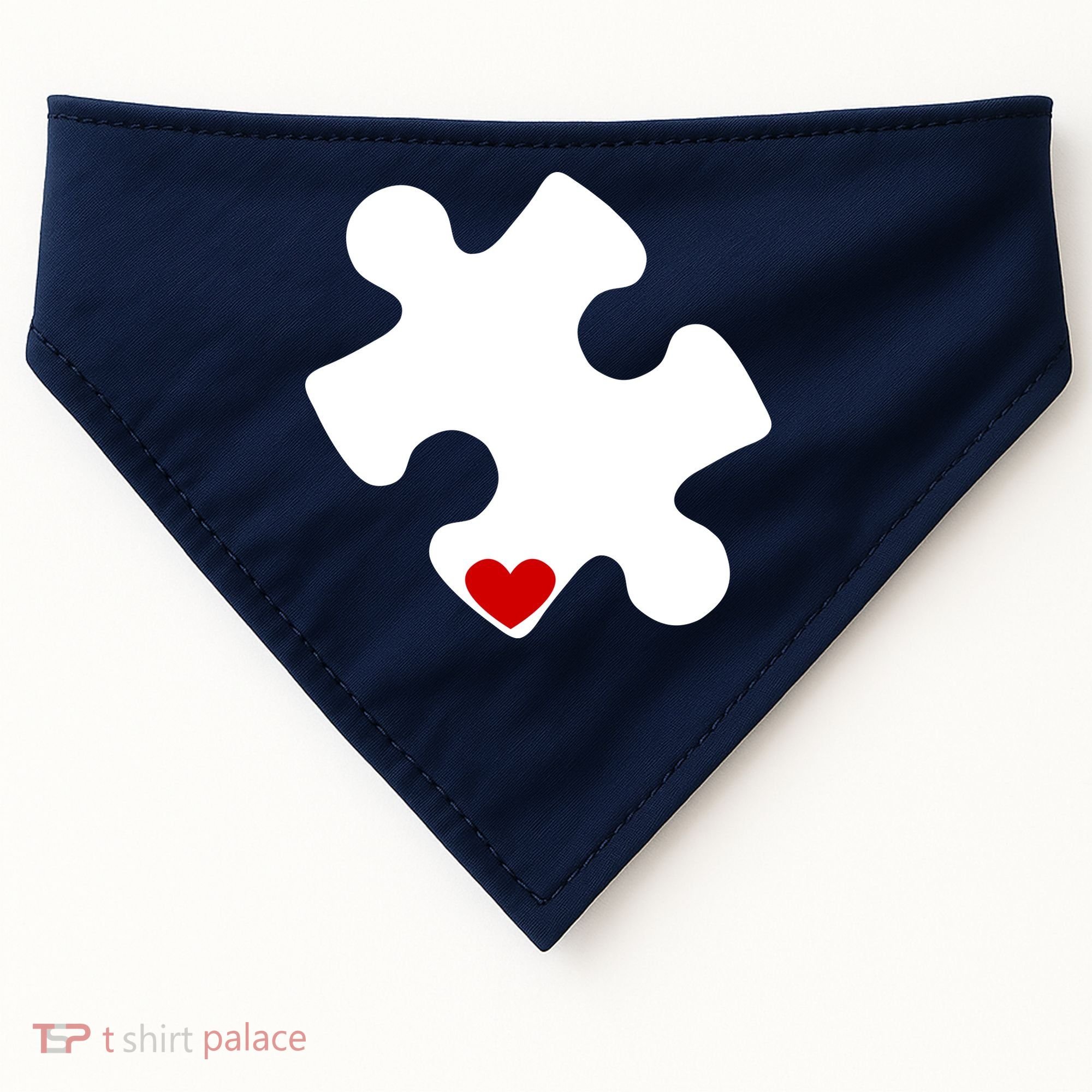 Autism Puzzle Heart Piece USA-Made Doggie Bandana