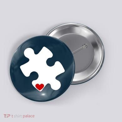 Autism Puzzle Heart Piece Button