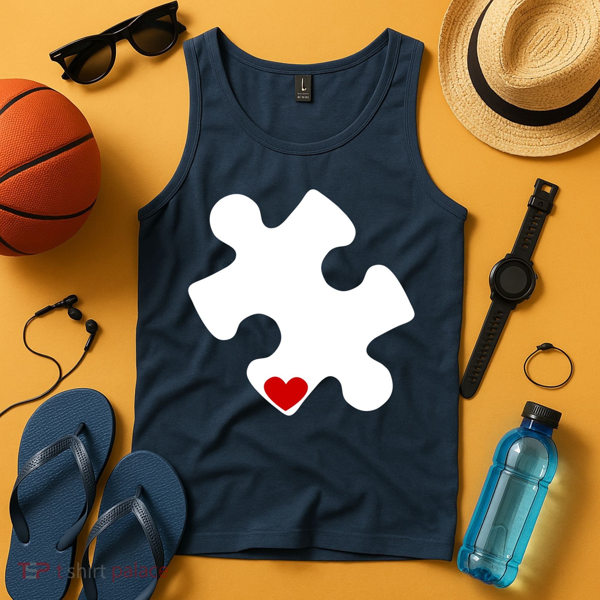 Autism Puzzle Heart Piece Tank Top