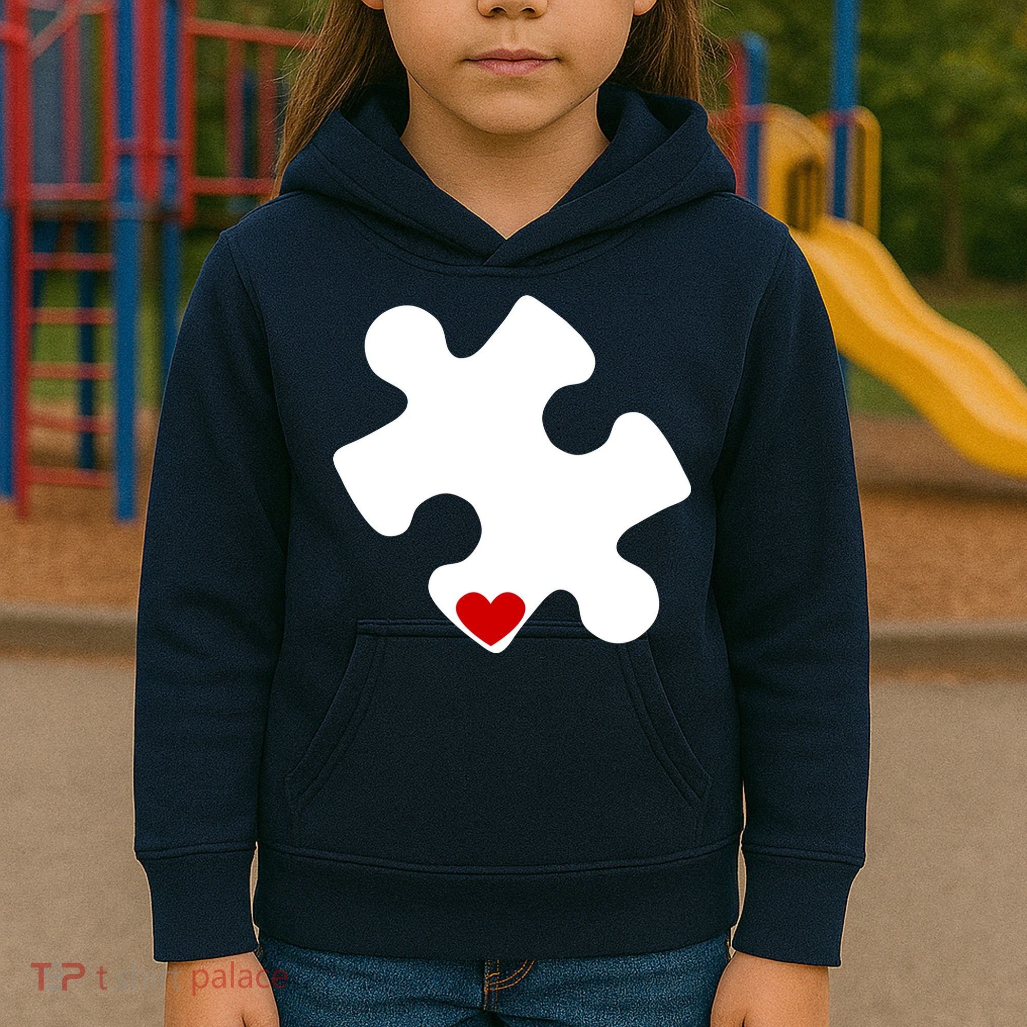 Autism Puzzle Heart Piece Kids Hoodie