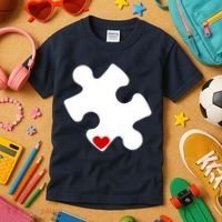 Autism Puzzle Heart Piece Kids T-Shirt thumb 3