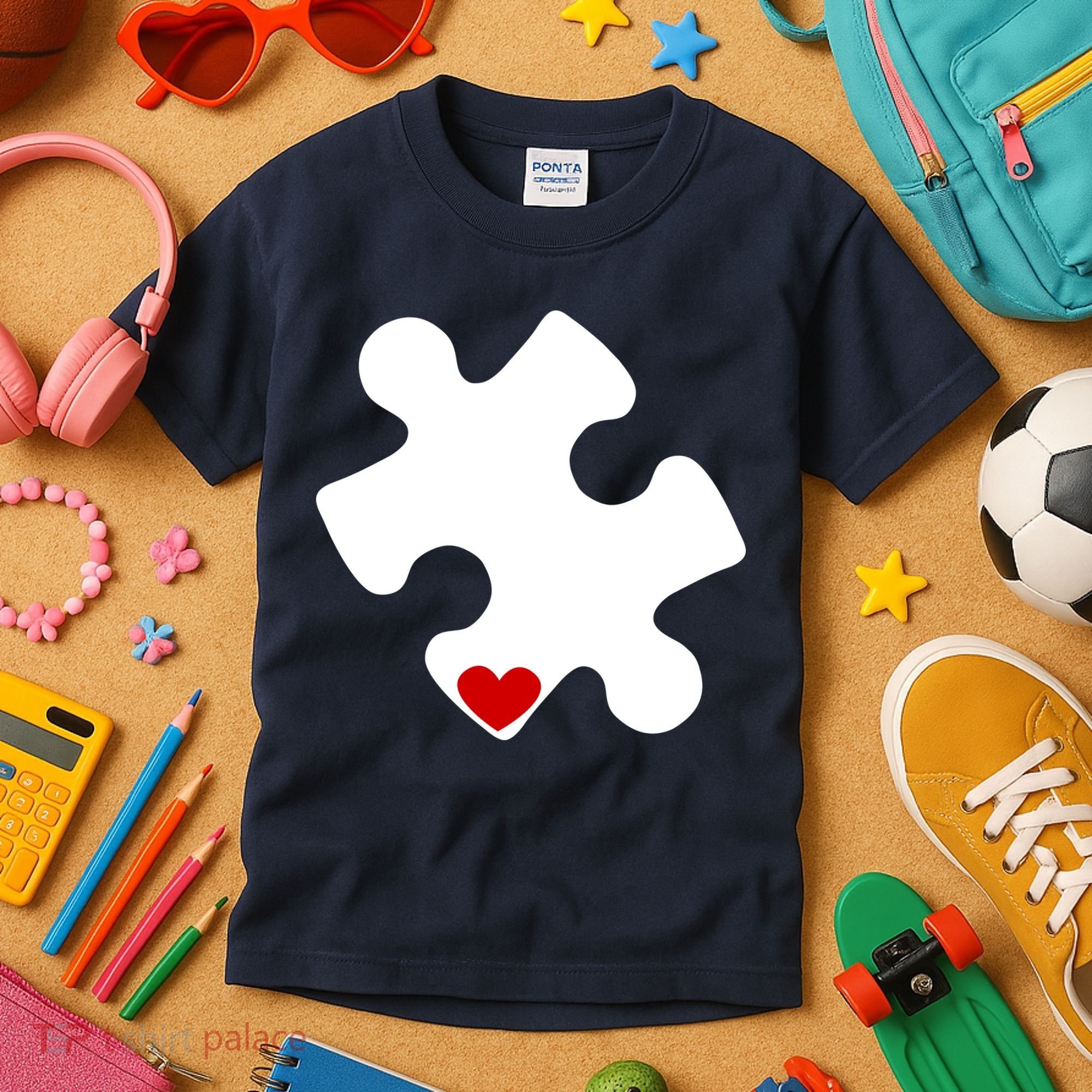 Autism Puzzle Heart Piece Kids T-Shirt