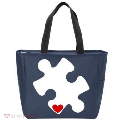 Autism Puzzle Heart Piece Tote Bag