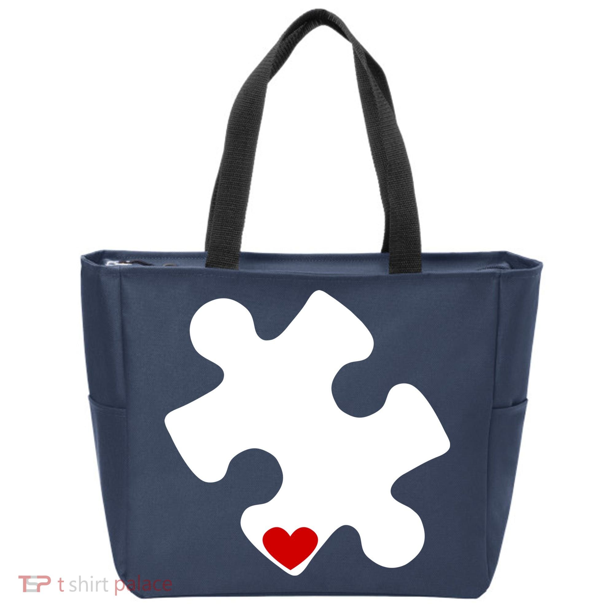 Autism Puzzle Heart Piece Tote Bag