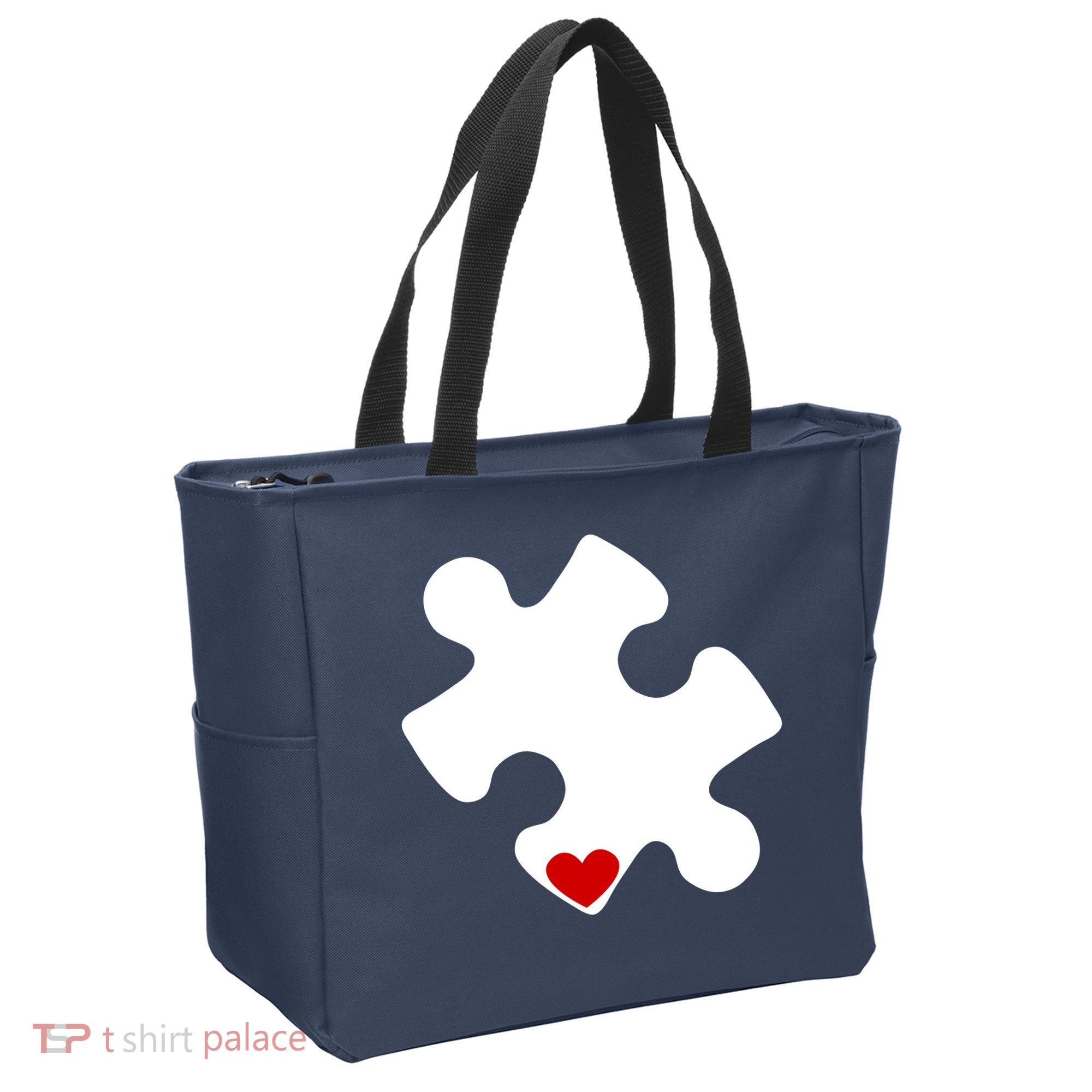 Autism Puzzle Heart Piece Tote Bag