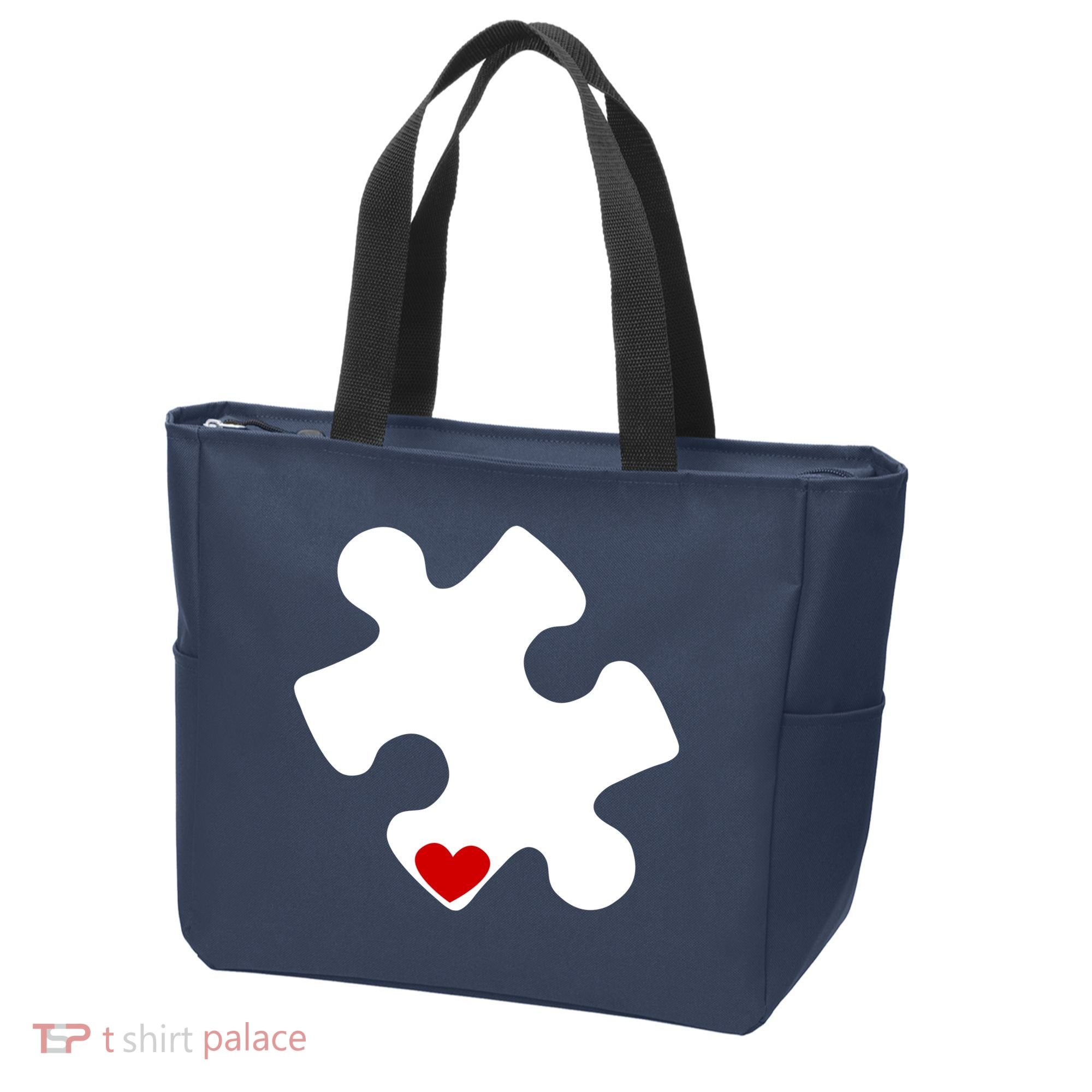 Autism Puzzle Heart Piece Tote Bag