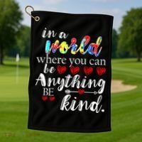 Autism Quote World Where You Can Be Anything Golf Towel thumb 1