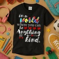 Autism Quote World Where You Can Be Anything Kids T-Shirt thumb 3