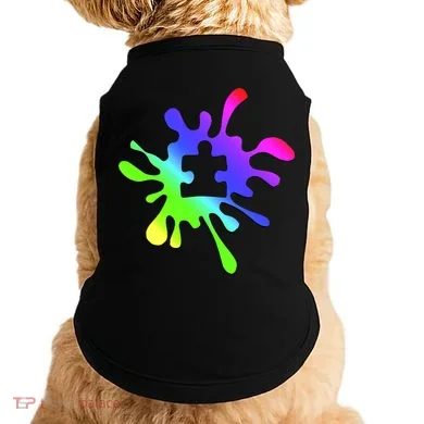 Autism Rainbow Puzzle Splatter  Doggie Tank