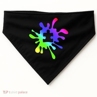 Autism Rainbow Puzzle Splatter  USA-Made Doggie Bandana