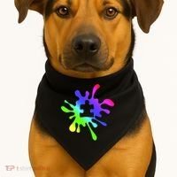 Autism Rainbow Puzzle Splatter  USA-Made Doggie Bandana thumb 1