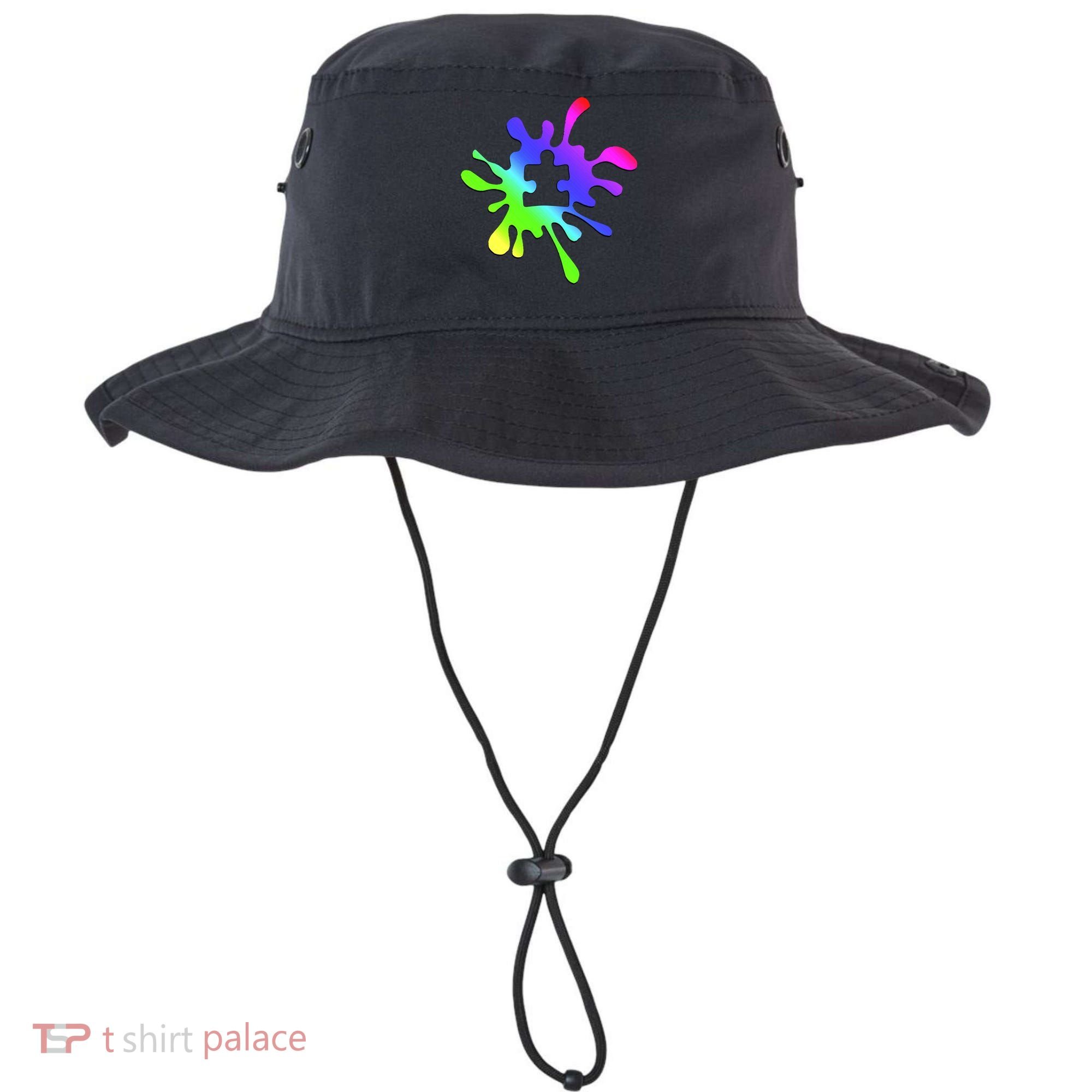 Autism Rainbow Puzzle Splatter  Bucket Hat