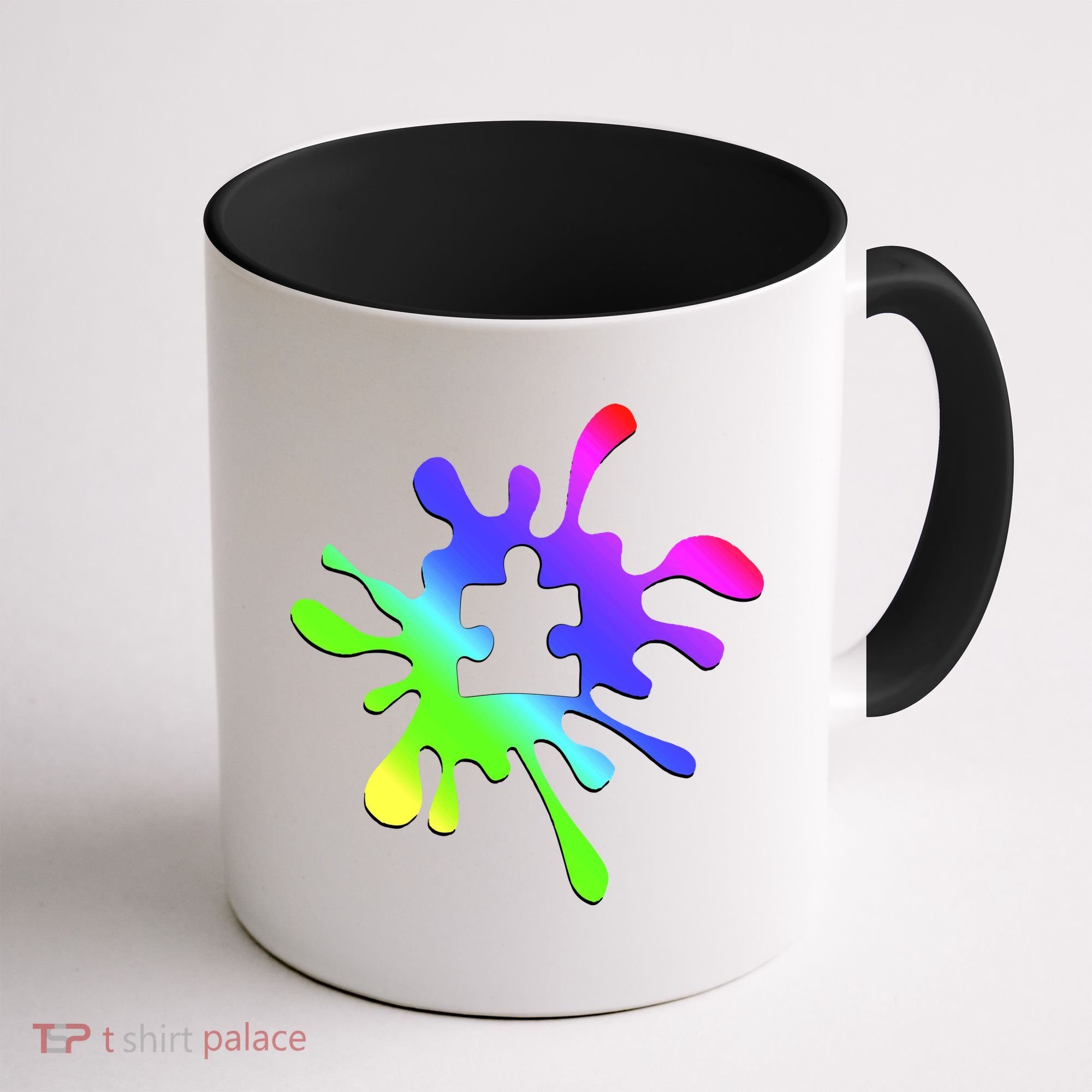 Autism Rainbow Puzzle Splatter  Coffee Mug