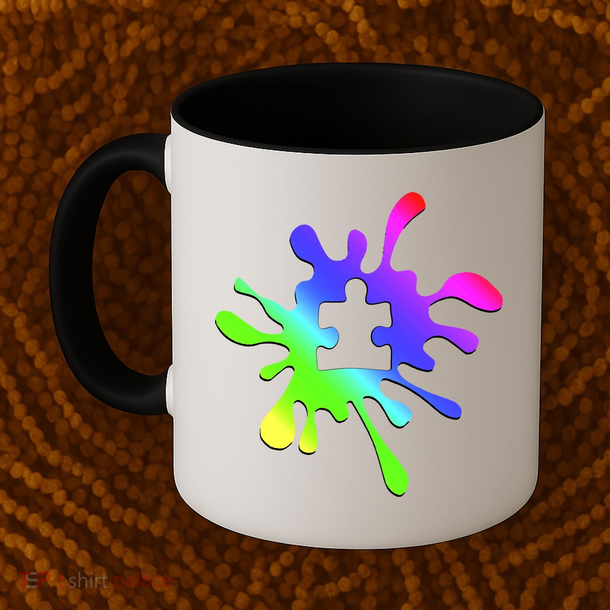 Autism Rainbow Puzzle Splatter  Coffee Mug