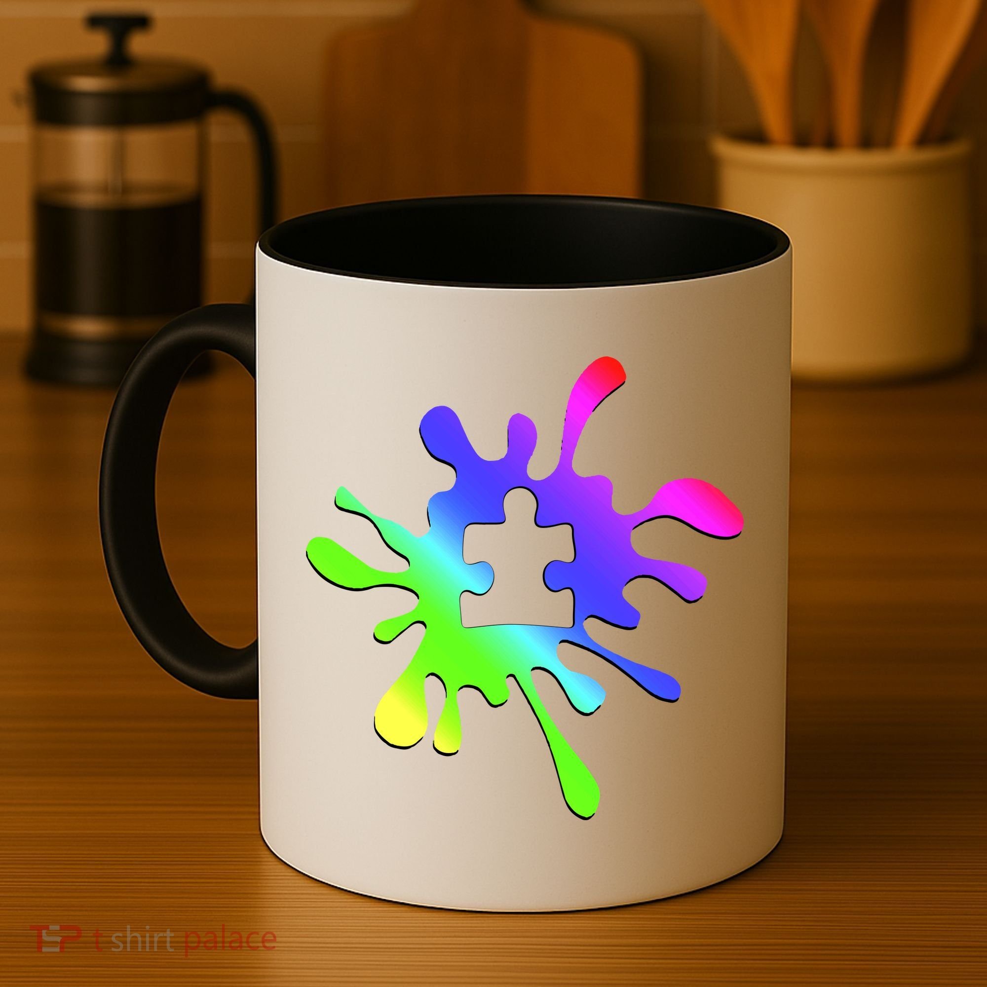 Autism Rainbow Puzzle Splatter  Coffee Mug
