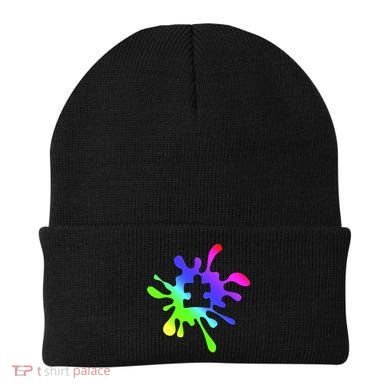 Autism Rainbow Puzzle Splatter  Beanie