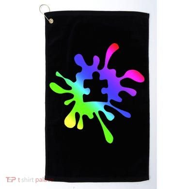 Autism Rainbow Puzzle Splatter  Golf Towel